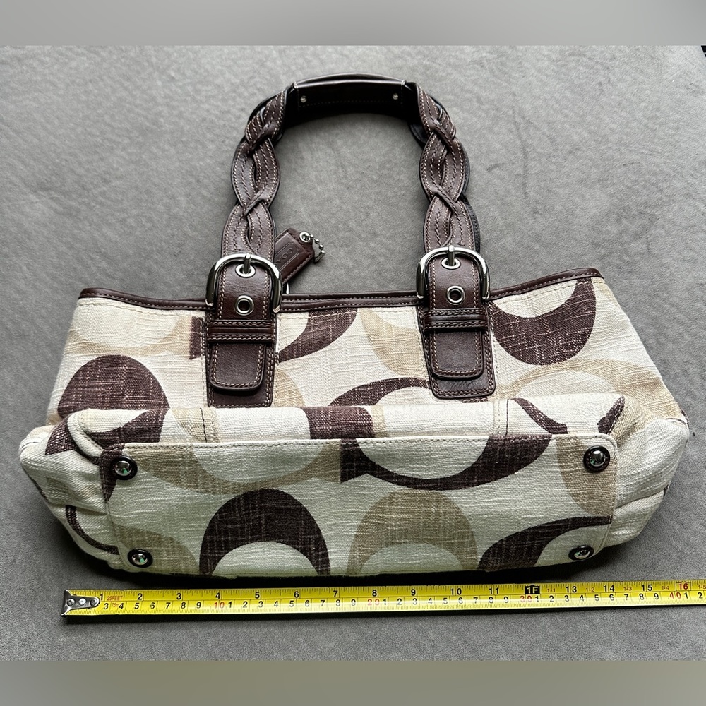 EUC-COACH Vintage Canvas Satchel Shoulder handbag-Brown/Cream Tonal
